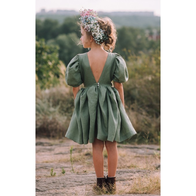 Green flower outlet girl dress